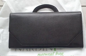Borsa a Mano in Pelle Nuova Vintage Anni '60 π Classica Nera manico retraibile - Foto 1 di 11