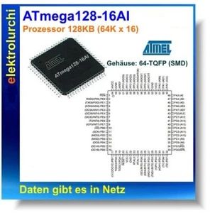 ATMega128-16AU 8 bit microprocessore 16 MHz, TQFP-64, originale Amtel, 1 pz. - Foto 1 di 2