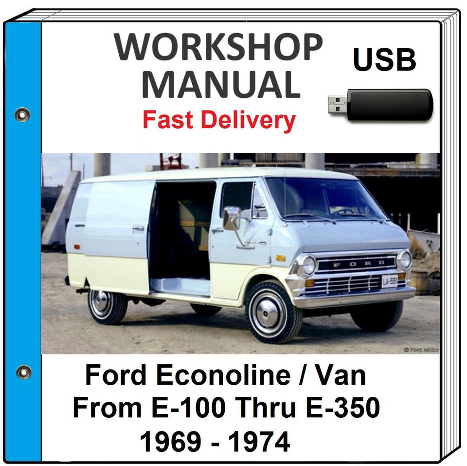 Ford Van Econoline E-100 E-200 E-300 1969-1974 manual de taller de reparación de servicio Foto 1 de 1
