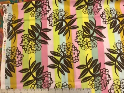 Free Spirit Anna Maria Chocolate Lollipop Stripe Dark Floral Fabric - Image 1 of 2