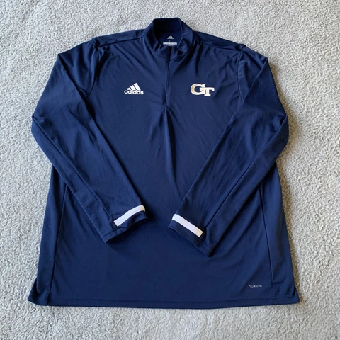 Georgia Tech Yellow Jackets Sweatshirt Womens Large Blue Long Sleeve 1/4 Zip Cover
