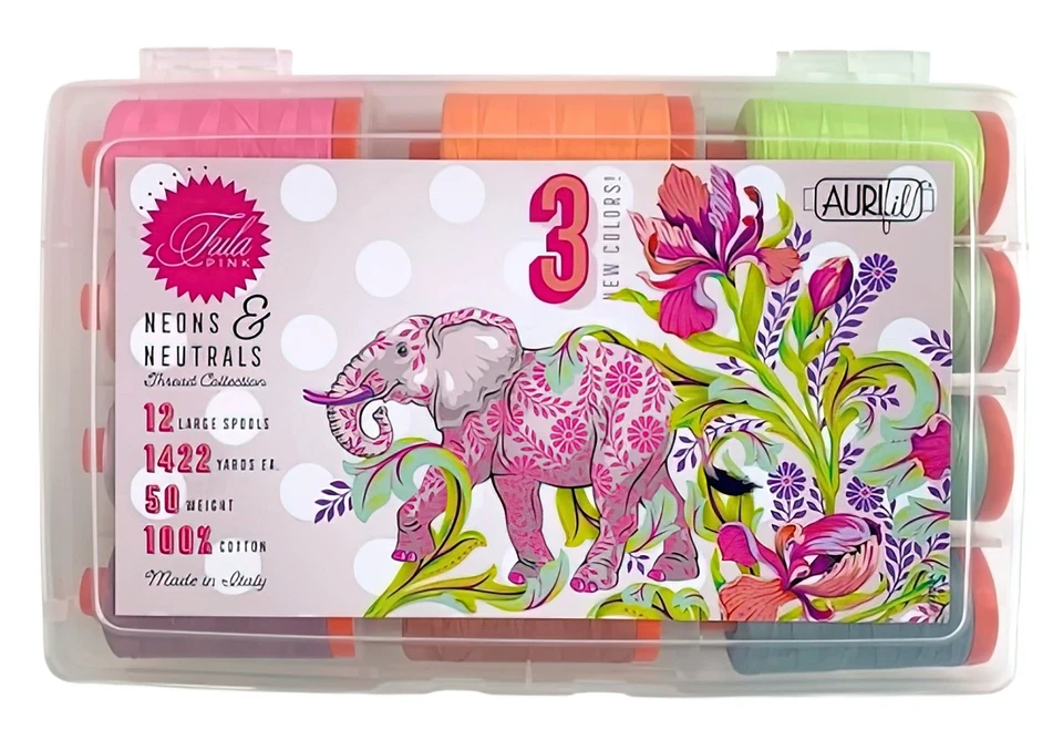 Aurifil - Neon's & Neutrals by Tula Pink 12 Large Spools - Image 1 of 1