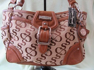 Sophia Caperelli Khaki/Camel Sign Fabric/Suede Capri Shopper/Shoulder BAG NWT - Picture 1 of 9