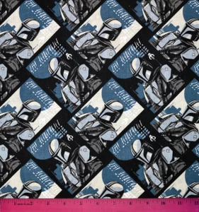 Mandalorian Fabric - HALF YARD  100% Cotton Quilting Star Wars Mando Black White - Picture 1 of 1