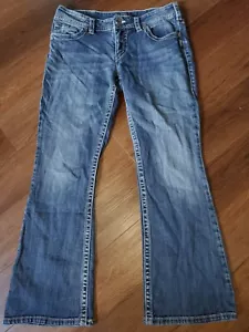 Jeans Suki Donna Argento W31 L30 Bootcut Lavaggio Medio Blu Ricamati - Foto 1 di 5