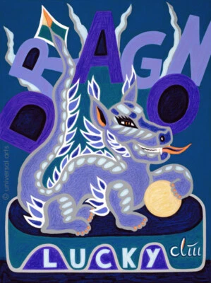 JACQUELINE DITT -  Lucky Dragon A4 DRUCK n.Gemälde Glücksdrache - Bild 1 von 3