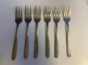 6 Cambridge Stainless Salad Forks Plain Wide Flat Silverware Flat wear - Picture 1 of 4