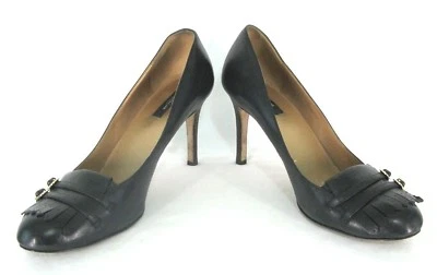 Zapatos Ann Taylor Talla 10 Zapatos Kiltie Sin Cordones Cuero Negro Tacones 4"  Foto 1 de 4