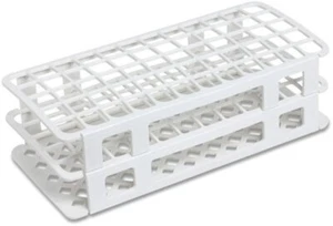 Test Tube Rack, Plastic, 15/18mm, 60 Holes, 12x5. Unbranded White Color - Picture 1 of 1