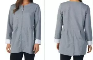 Accappatoio corto trapuntato Carole Hochman tasche grandi grigio misto cotone nuovo con etichetta - Foto 1 di 1