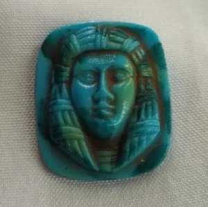Clearance Egyptian Revival-Turquoise & Green Mottled, Glass Piece Unmounted - Picture 1 of 20