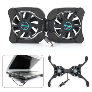 Foldable Low Noise USB Powered 2Fans Cooling Pad Slim Stands Bases Hot` Q2L6 - Photo 1/8