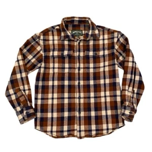 American Eagle schweres Flanellhemd Herren Größe Small Button Down braun/marine kariert - Bild 1 von 12