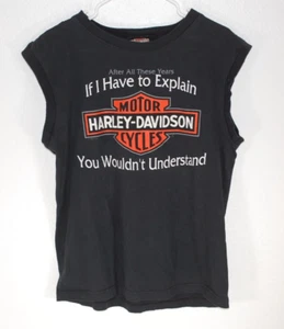 Harley Davidson Motorcycle Sleeveless Shirt Oak Lawn IL Vintage USA 1996 MEDIUM - Picture 1 of 12