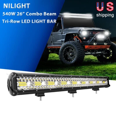 540W 26" INCH Triple Row LED LIGHT BAR Spot Flood Combo Off-Road SUV UTE ATV 4X4 - Image 1 of 4