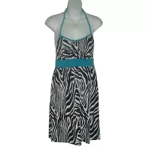 Vintage y2k Guess Jeans Dress Zebra Print Animal Mob Wife Bimbocore Trashy L - Picture 1 of 10