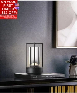 Portable Metal Table Lamp for Indoor/Outdoor ,Rechargeable Cordless LED Lamp, 3- - Picture 1 of 12