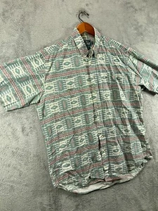 90s Woolrich Sand Tribal Vintage Mens Large Shirts Aztec Button Up Short Sleeve - Picture 1 of 8