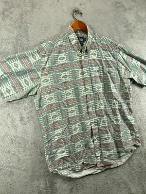 90s Woolrich Sand Tribal Vintage Mens Large Shirts Aztec Button Up Short Sleeve - Image 1 of 4