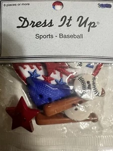 DRESS IT UP~ Sport Patch Scrapbooking Baseball Ball Bat Buttons - Picture 1 of 5