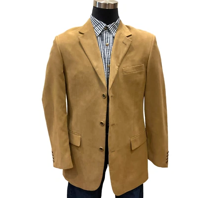 Chaqueta Blazer Abrigo Deportivo 40L Alfani Para Hombres Dorado Beige Tostado Marrón Microfibra/Gamuza Foto 1 de 4