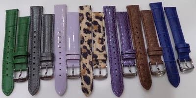 New LOT OF 7 MIXED COLORS TIMEX Midsize Unisex 16mm Genuine Leather Watch Band - Image 1 of 4