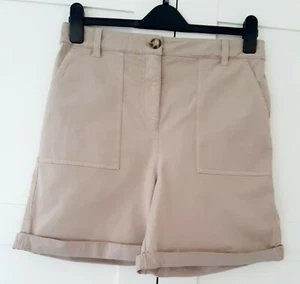 Tayfan Damen beige Stein gerollter Saum elastische Shorts Gr. 12 NEU - Bild 1 von 5