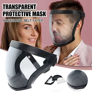 2Pcs Unisex Anti Fog Protective Full Face Shield Reusable Transparent Dust Mask - Picture 1 of 9