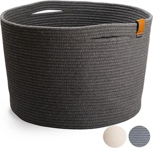 Extra Large Blanket Basket for Living Room Decorative Woven Basket Charcoal Gray - Picture 1 of 11
