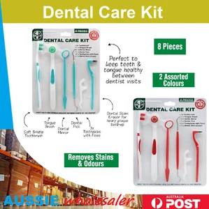 8PC Dental Hygiene Teeth Cleaning Kit Tongue Tooth Brush, Stain Eraser, Mirror - Picture 1 of 1