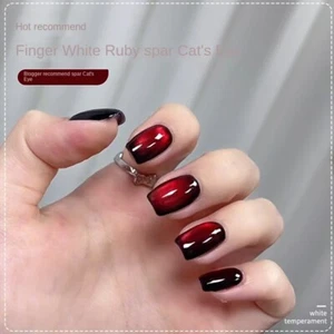 Ruby Crystal Cat Eye Nail Polish Gel Cherry Wine Crystal Nail Phototherapy Glue - Picture 1 of 22