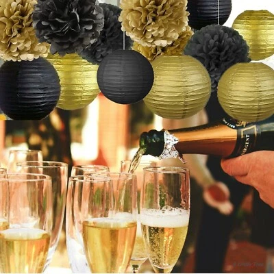 12PCs Paper Lantern Tissue Pom Poms Christmas Decorations Birthday Wedding(GB) - Image 1 of 4