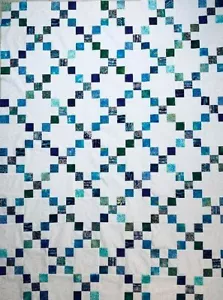 Unfinished Batik Quilt Top Blue Multicolor - Picture 1 of 12