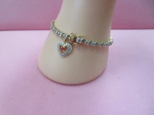 Ross Simons  7.25"  925 Sterling Silver Ruby Heart Charm Bracelet  11.59 Grams - Picture 1 of 13