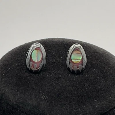 Серьги-гвоздики Apache Tears из обсидиана огненного опала медвежьего когтя 2,8 г ИЗЯЩНЫЕ быстрая бесплатная доставка - Изображение 1 из 4