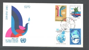 UN 1979 DEFINITIVE SERIES PROMOTING "PEACE" OFFICIAL GENEVA CACHET. As per Scan - Picture 1 of 1