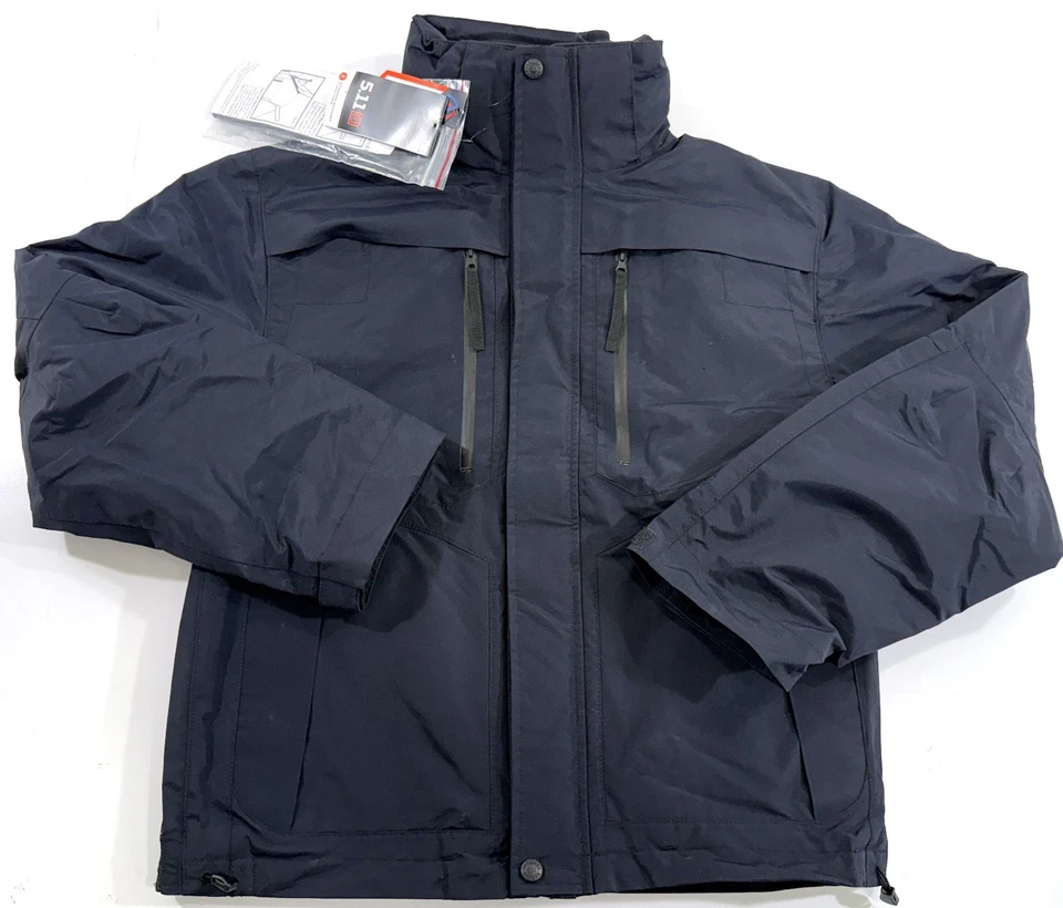 SMALL 5.11 TACTICAL 5 IN 1 VALIANT DUTY JACKET DARK NAVY 48153 PATCHES REMOVED - Image 1 of 4