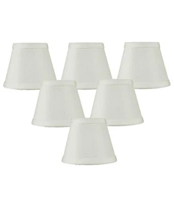 Set of 6 Clip-on Candelabra Lamp Shade Light Oatmeal Fabric 3x5x4 - Picture 1 of 8