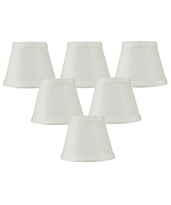 Set of 6 Clip-on Candelabra Lamp Shade Light Oatmeal Fabric 3x5x4 - Image 1 of 4