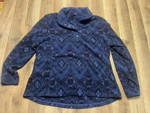 North River Sweater, Women's Size Large, Blue Black, 1/4 Button, Pullover - Picture 1 of 10
