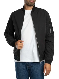 Jack & Jones Men's Rush Bomber Jacket, Black - Picture 1 of 9