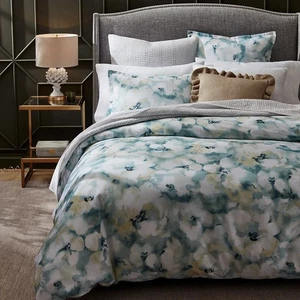 SKY FREYA INKY FLORAL TWIN DUVET COVER SET GREEN BLUE COTTON  300 TC - Picture 1 of 2