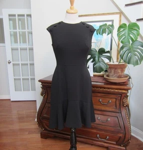 Calvin Klein Scuba Crepe Dress with Flutter Hem and Button Details size 4 New! - Picture 1 of 11