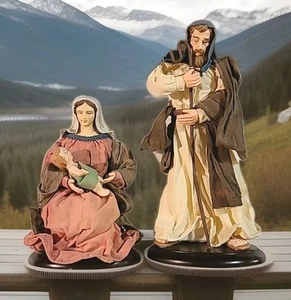 Vintage Stoffmaché Heilige Familie Cedar Creek Kollektion 2 Set Joseph Mary und Jesus - Bild 1 von 11