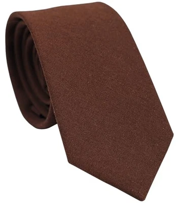 BELLUNO Men's Skinny Ties, Cotton Linen Blend 2.5 inch Solid Neckties  - Image 1 of 4
