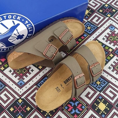 Birkenstock Arizona Stone Birko-Flor Comfort Leather Sandals Men's Women's Shoes - Image 1 of 4