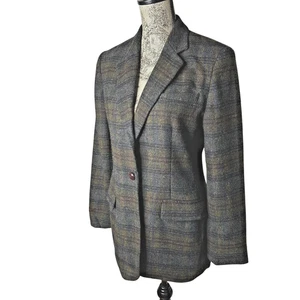 VTG LAUREN RALPH LAUREN Tartan Plaid Wool Blazer Jacket 8 Fall Preppy Academia - Picture 1 of 8