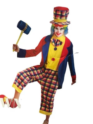 Nuevo Disfraz de Payaso Espeluznante HauntLook Halloween Rojo Azul Amarillo Unisex Mediano Foto 1 de 4