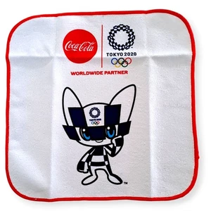 Tokyo 2020 Olympics Handkerchief Miraitowa Mascot Coca Cola Worldwide Partner H6 - Picture 1 of 14
