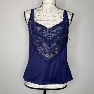 Vintage Vanity Fair blau Spitze Camisole Cami Neu mit Etikett Deadstock Größe 36 Made in USA - Bild 1 von 16